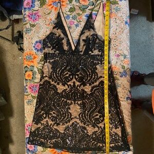 Free People double deep V sequin dress size 0 NWOT